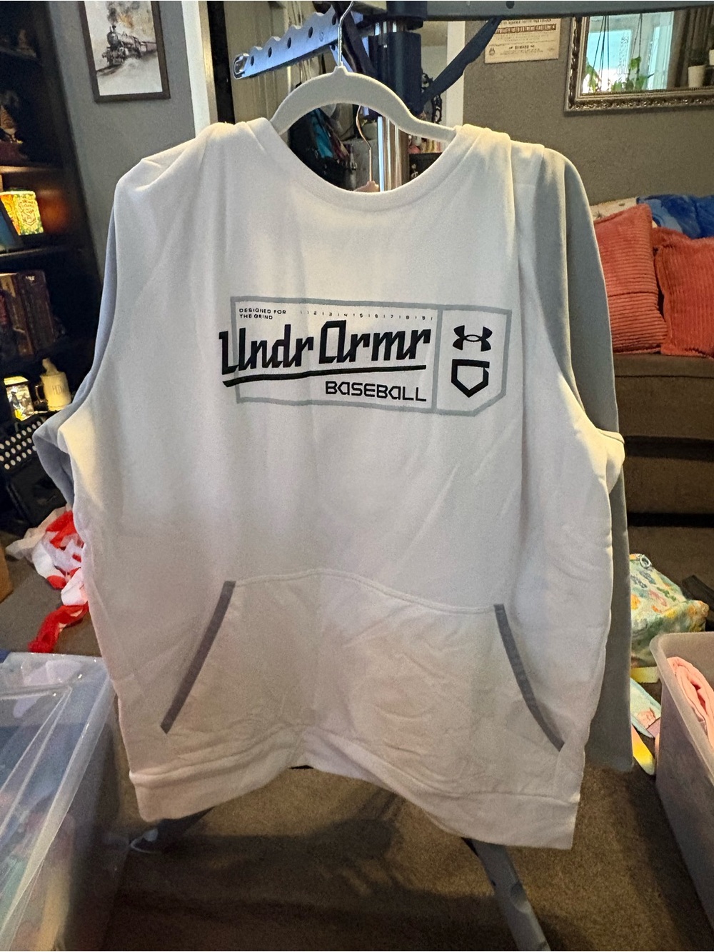 Under Armour White Baseball Hoodie with Black Logo